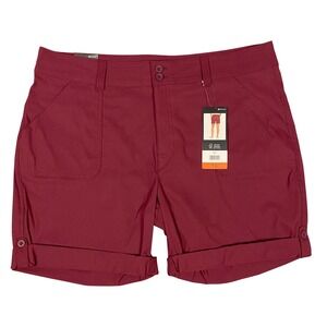 Eddie Bauer Womens Red Rolled Hem Bermuda Shorts UPF 50 Stretch Size‎ 16 NEW